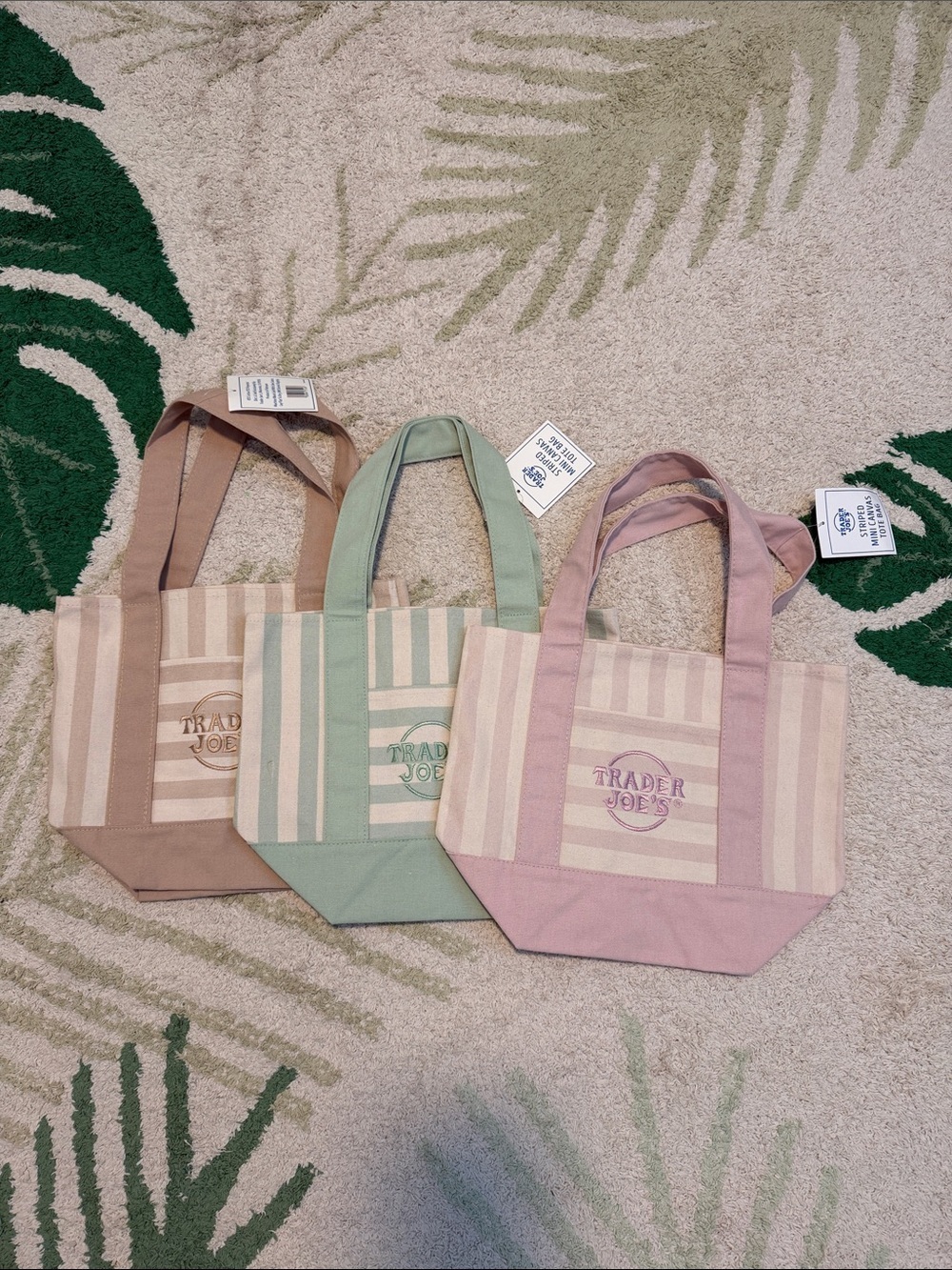 Trader Joe’s Striped Mini Canvas Tote Bag BUNDLE